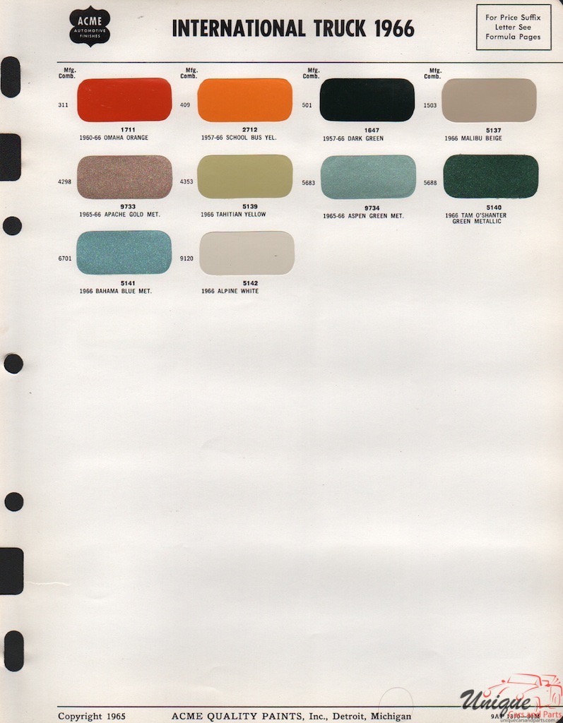 1966 International Paint Charts Acme